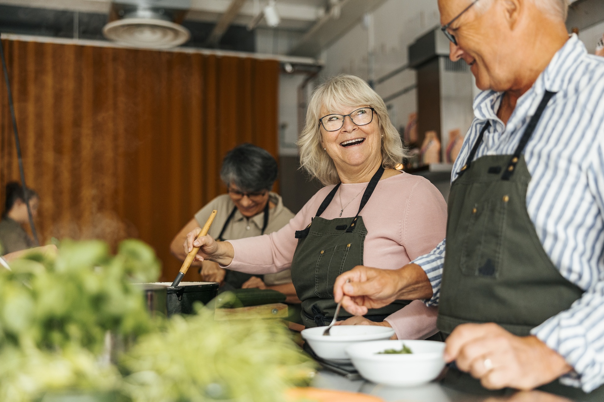 older couple cooking together
